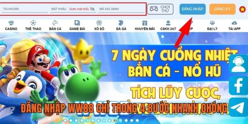 Đăng nhập WW88 chỉ trong 4 bước nhanh chóng